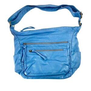 Shoulder Handbag Purse Hobo Blue Adj Shoulder Strap Very Soft 14 in Wide Bueno